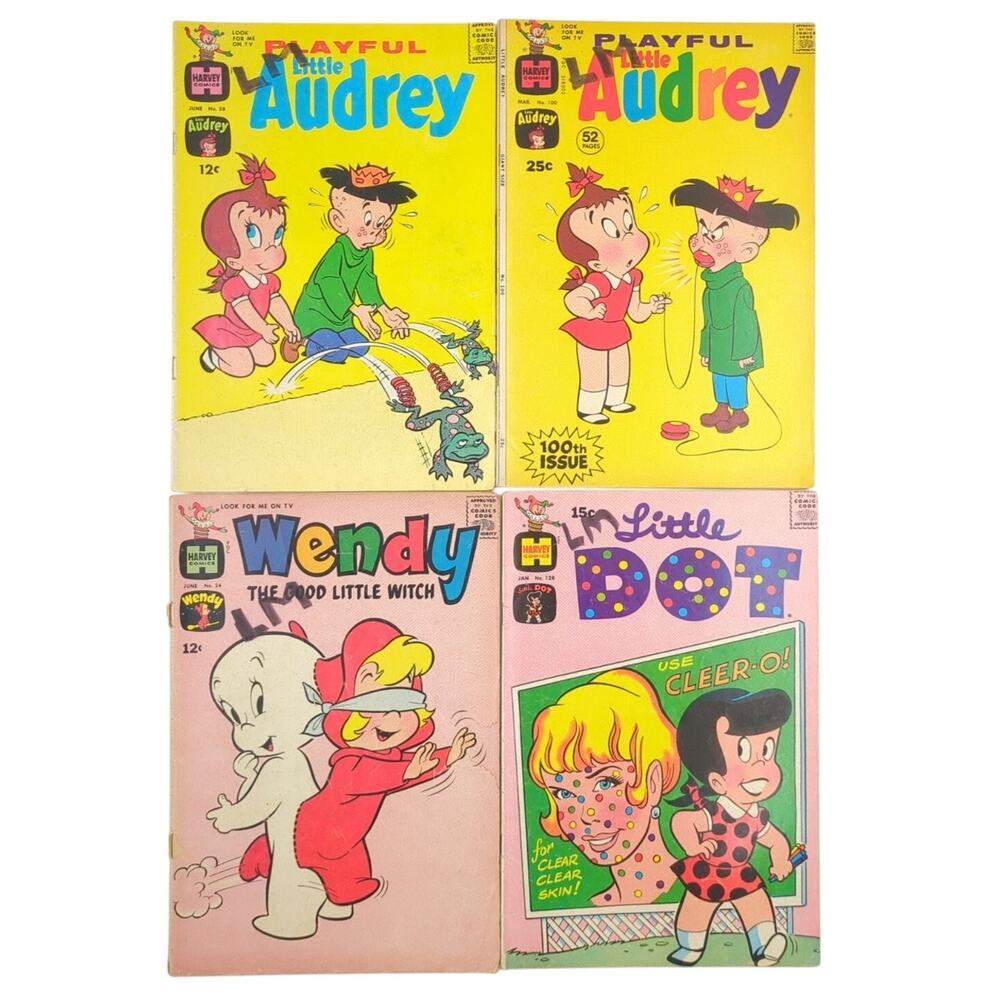 Harvey Comics Lot of 4 Playful Little Audrey Wendy Little Dot Vintage